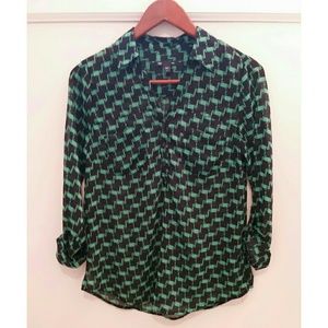 Gap Semi-sheer Popover Collared Top Size Small